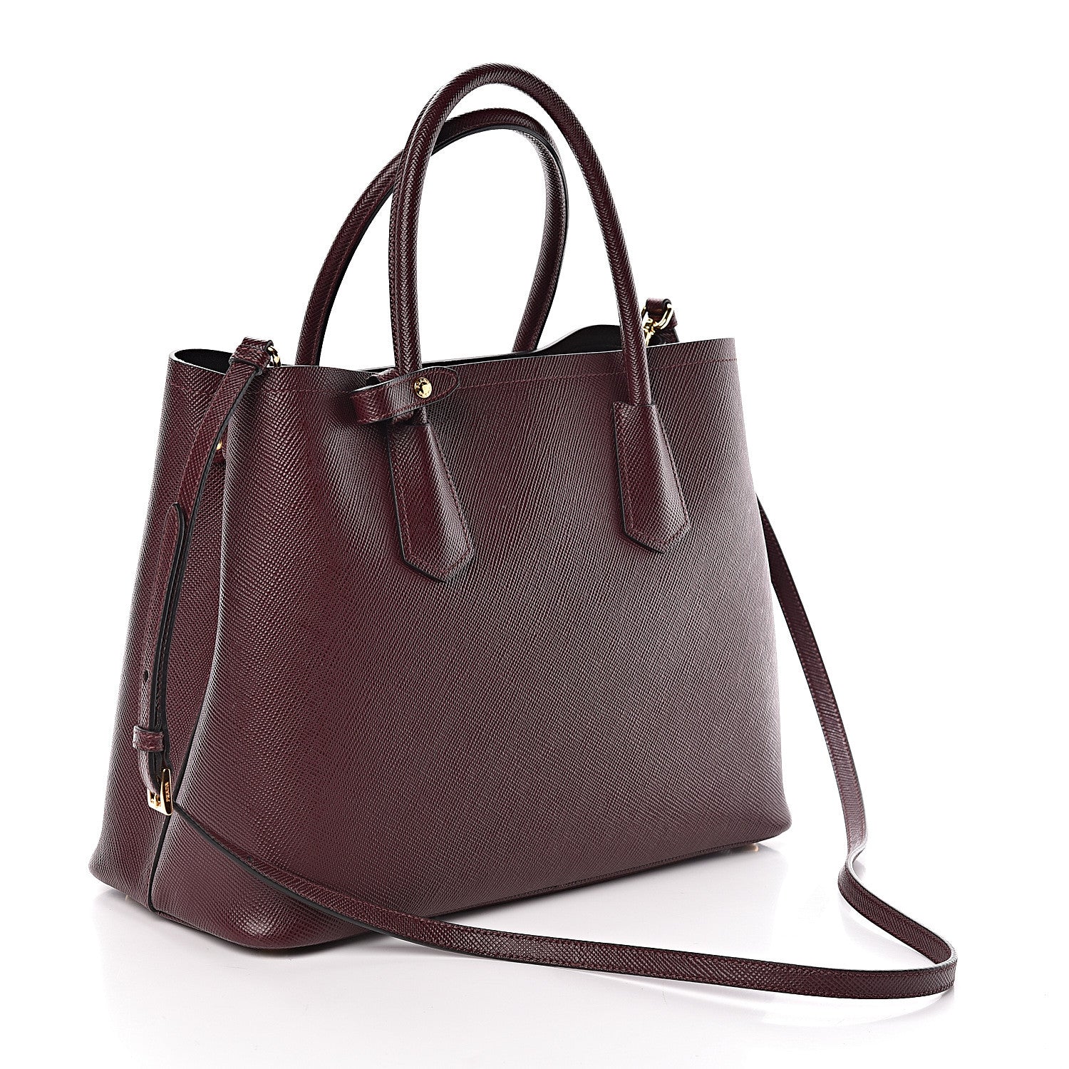 Prada Saffiano Cuir Medium Double Bag Granato 4 of 10