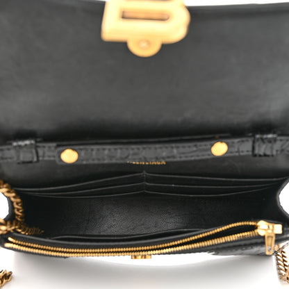 Balenciaga Shiny Calfskin Crocodile Embossed Hourglass Chain Bag Black 4 of 10