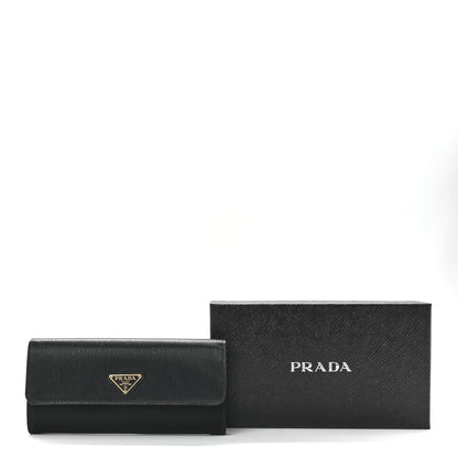 Prada Vitello Move Triangle Logo Continental Flap Travel Wallet Black 13 of 13