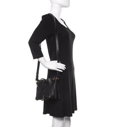 Saint Laurent Calfskin Small Emmanuelle Fringe Bucket Bag Black 2 of 11