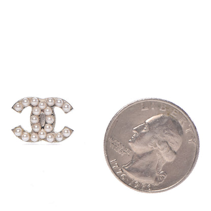 Chanel Pearl CC Earrings Silver 2 of 8