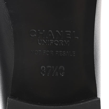 Chanel Calfskin Womens Stitched CC Loafers 37.5 Black 7 of 10