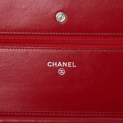 Chanel Lambskin Quilted Wallet On Chain WOC Red 6 of 8