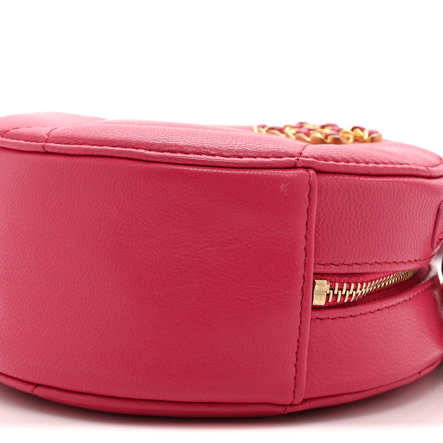 Lambskin Quilted Chanel 19 Round Clutch With Chain Pink