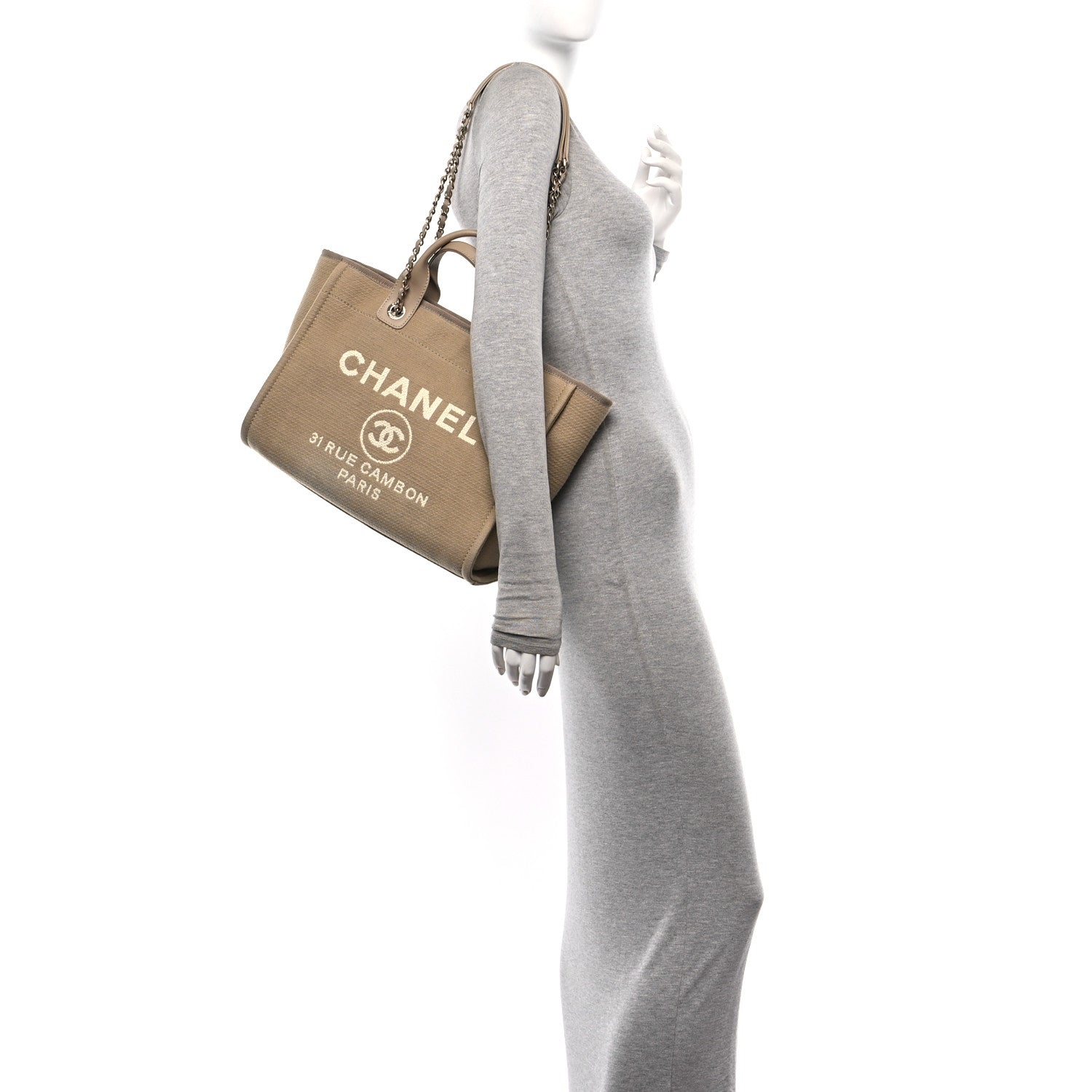 Chanel Mixed Fibers Small Deauville Tote Beige 2 of 10