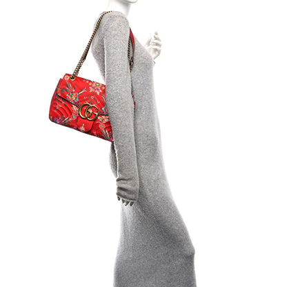 Gucci Jacquard Matelasse Floral Medium GG Marmont Shoulder Bag Red 2 of 13
