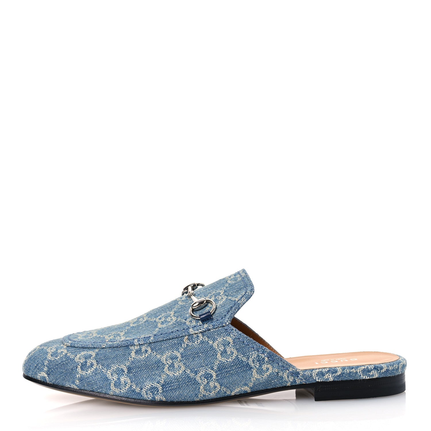 Gucci New Denim GG Malaga Kid Womens Princetown Slippers 39.5 Light Blue Royale 1 of 11