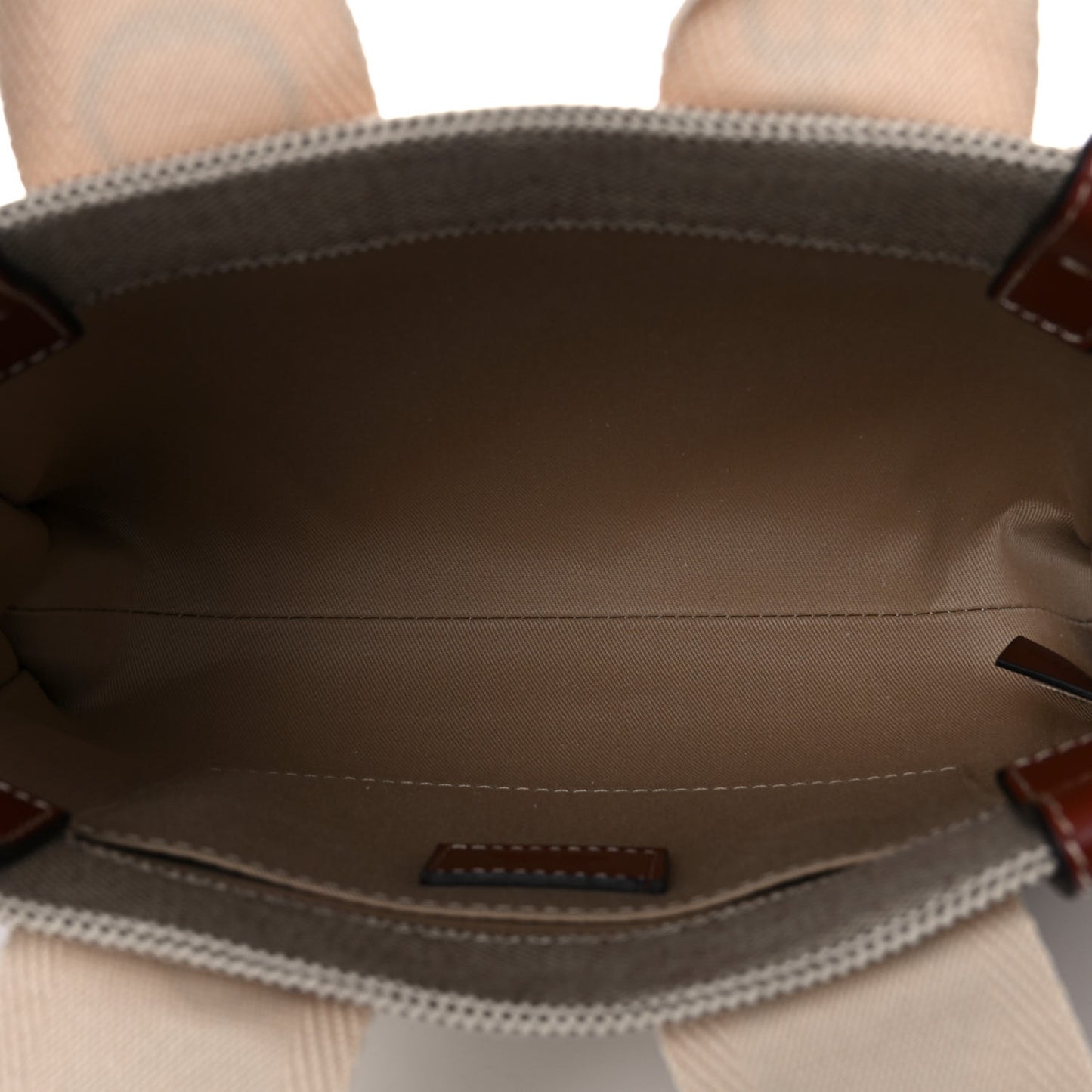 Cotton Calfskin Small Woody Ribbon Tote White Brown