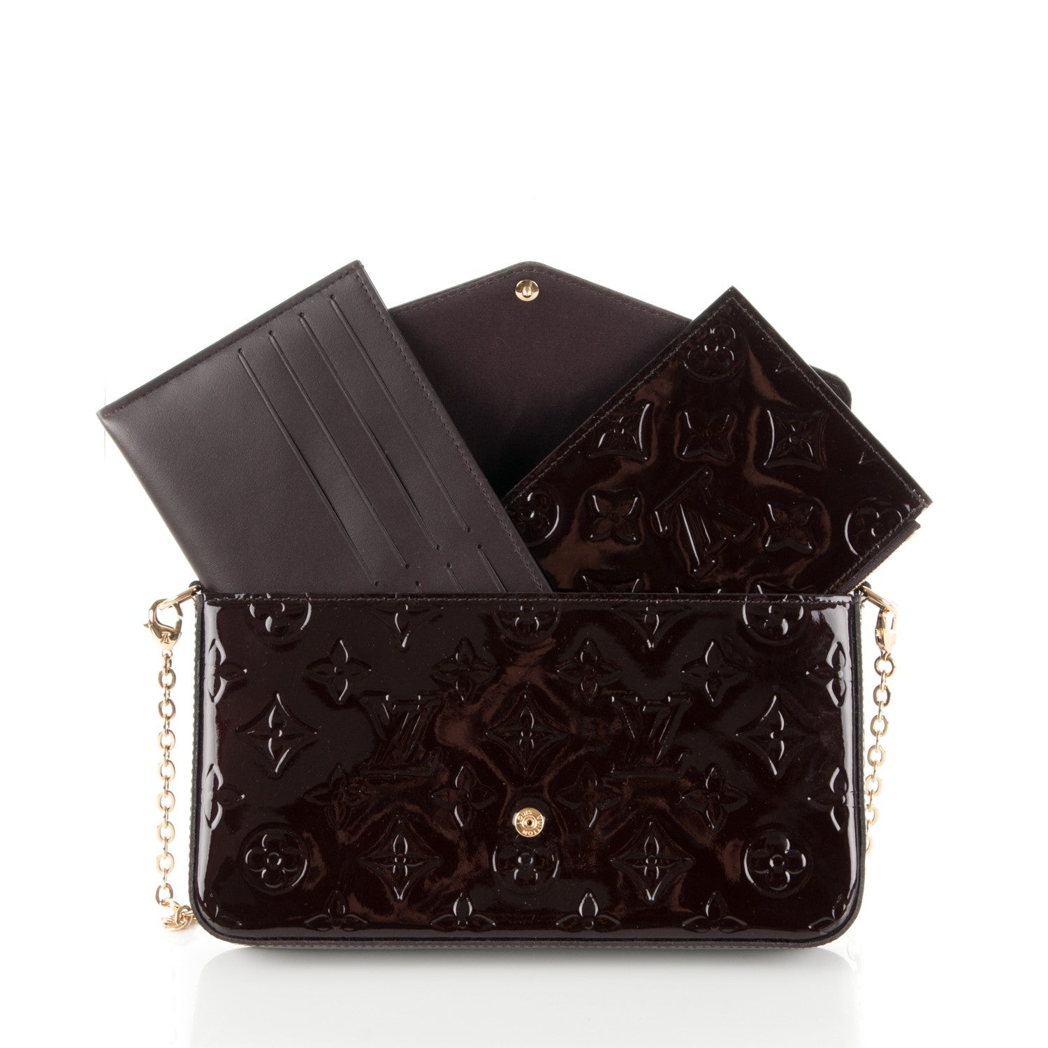 Louis Vuitton Vernis Pochette Felicie Chain Wallet Amarante 5 of 9