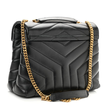 Saint Laurent Calfskin Y Quilted Monogram Small Loulou Chain Satchel Black 3 of 9