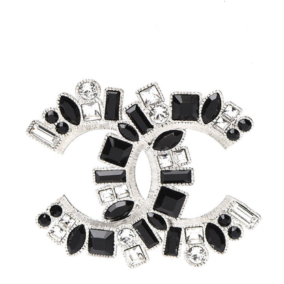 Chanel Baguette Crystal CC Brooch Black Silver 1 of 4