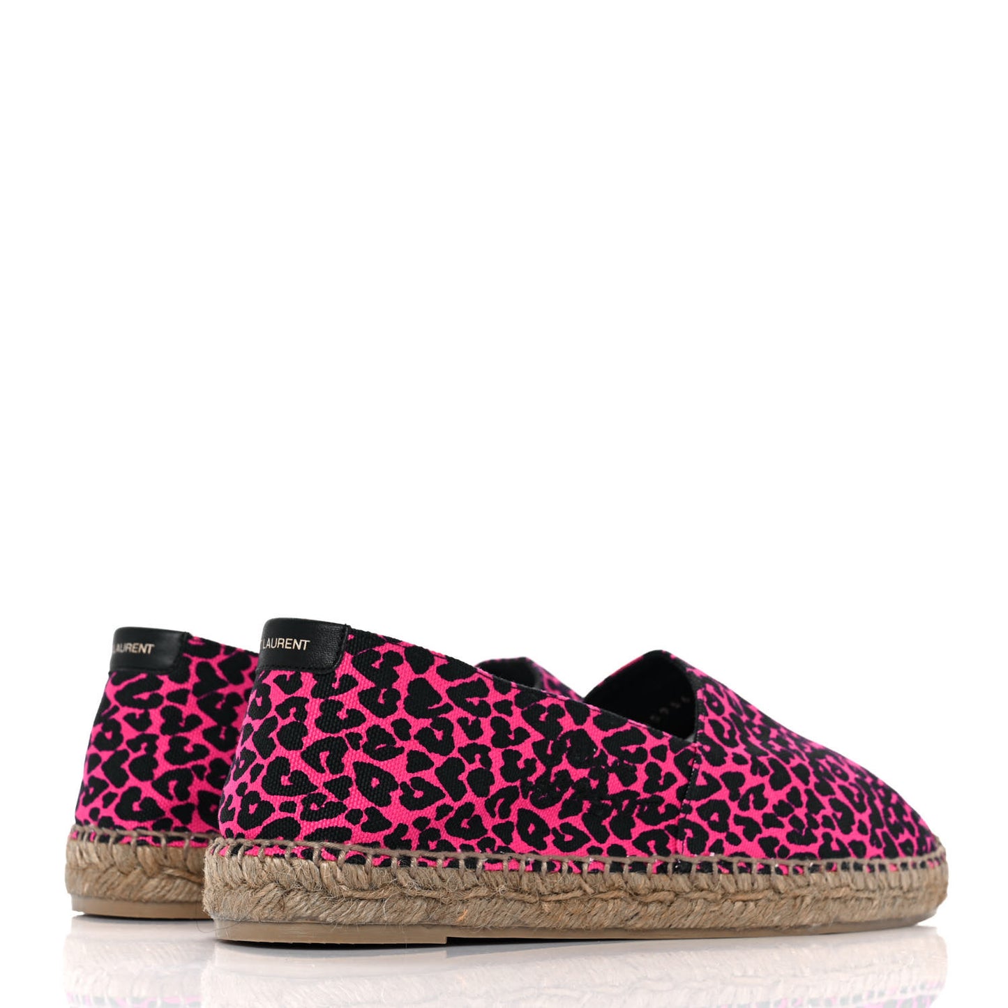 Canvas Leopard Print Espadrilles 41 Fushia Black