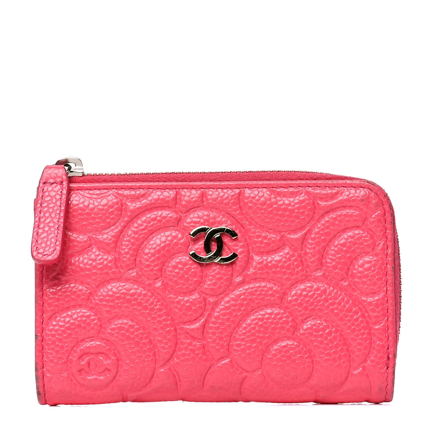 Chanel Caviar Camellia Embossed Key Holder Case Fuchsia 1 of 5