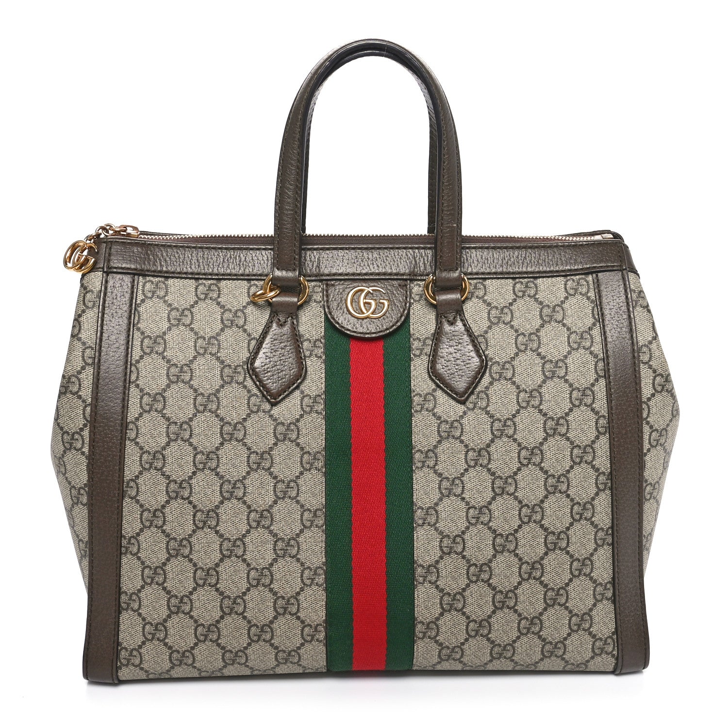 Gucci GG Supreme Monogram Web Medium Ophidia Tote Bag Brown 1 of 10