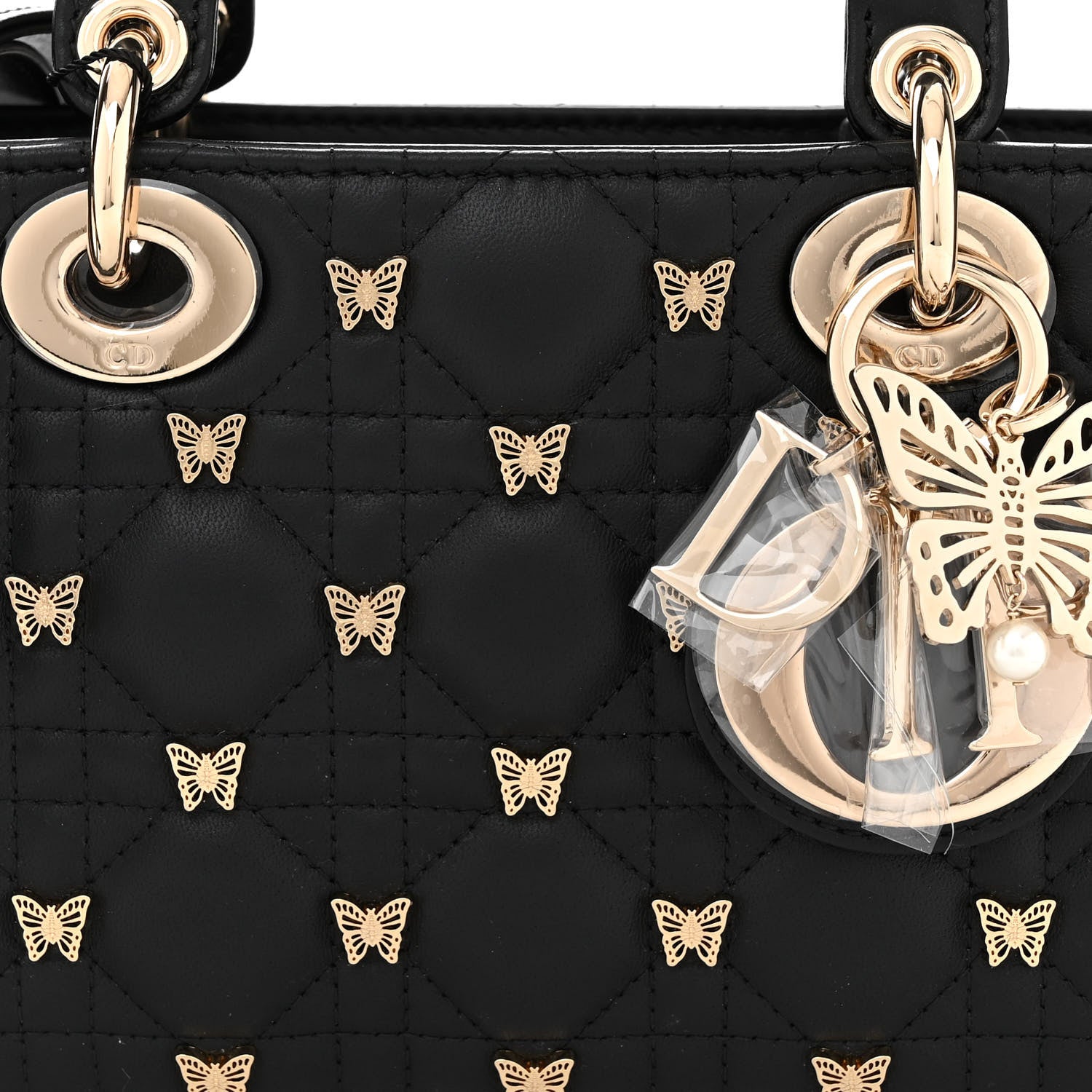 Christian Dior Lambskin Butterfly Cannage Lady D-Joy Black 7 of 10