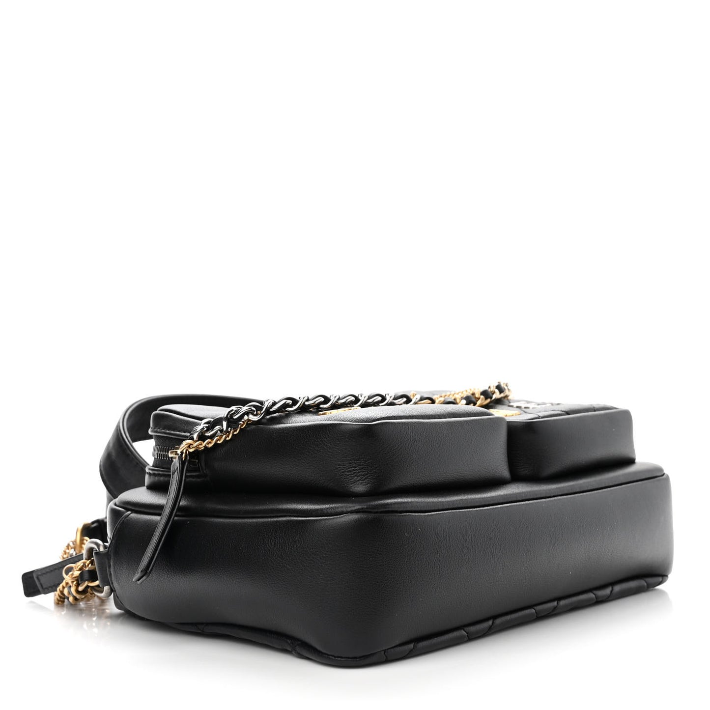 Calfskin Quilted Small Camera Case Black