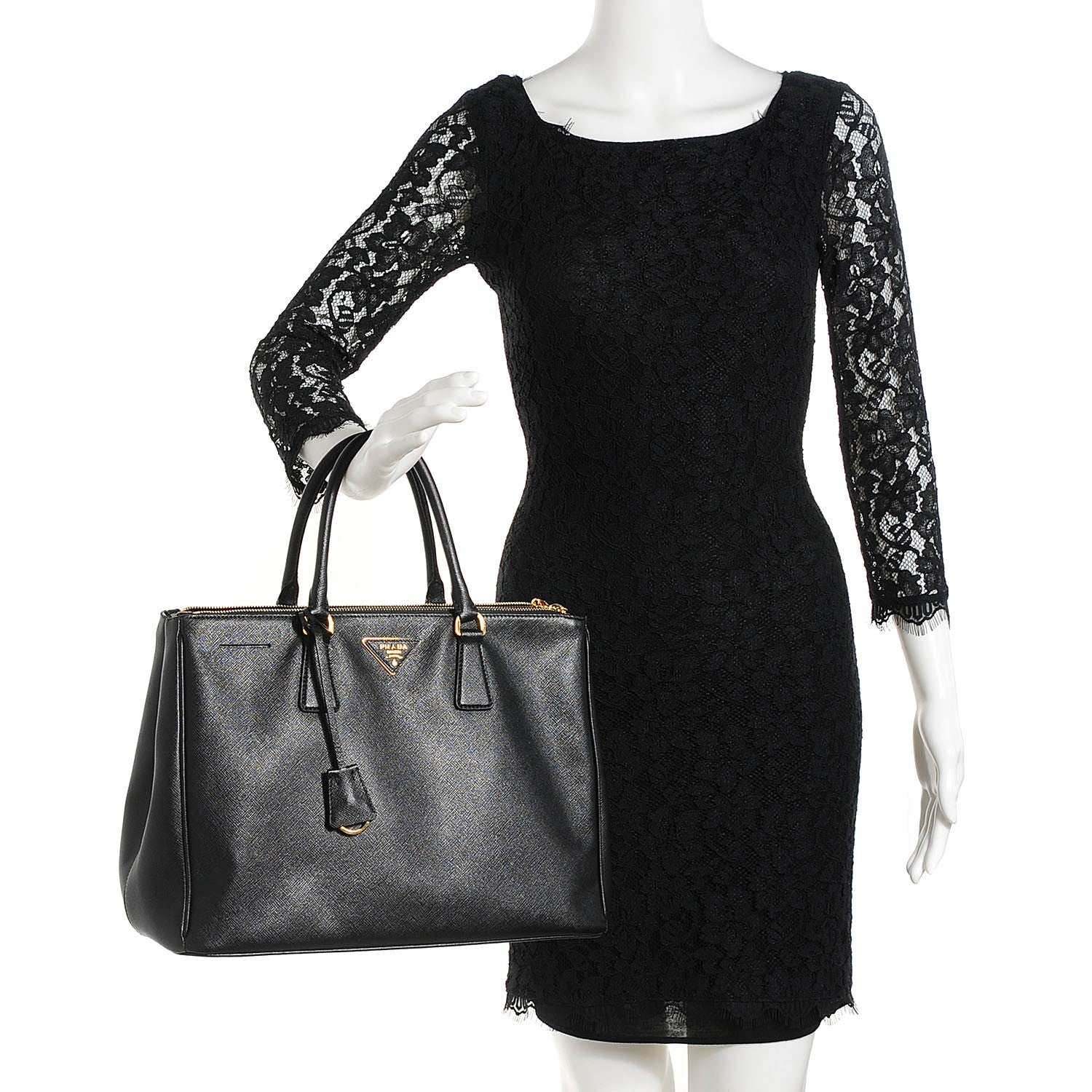 Prada Saffiano Lux Large Double Zip Tote Nero Black 2 of 10