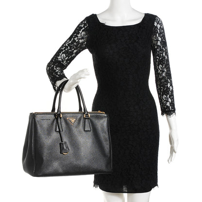 Prada Saffiano Lux Large Double Zip Tote Nero Black 2 of 10