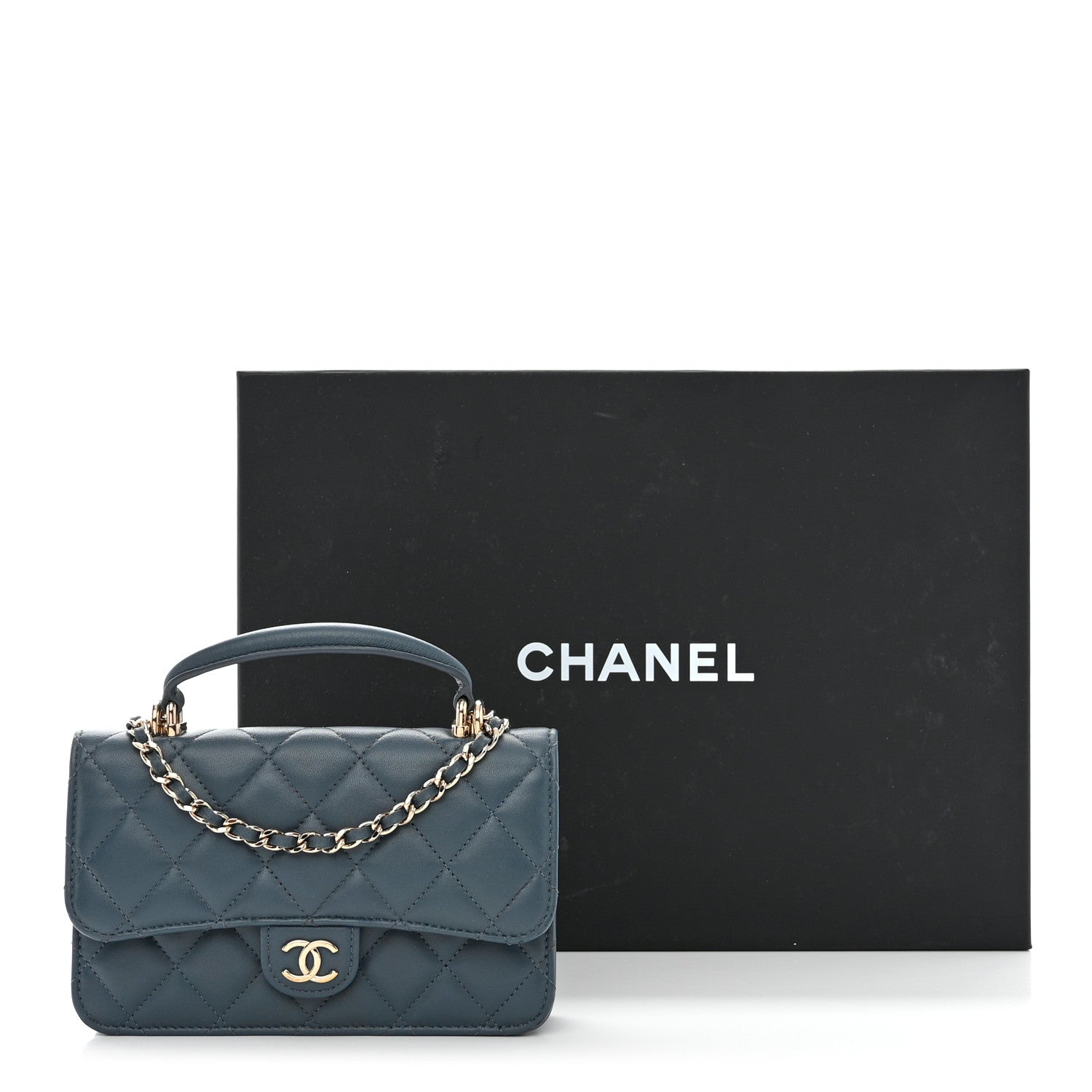 Chanel Lambskin Quilted Flap Phone Holder With Chain Blue 14 of 14