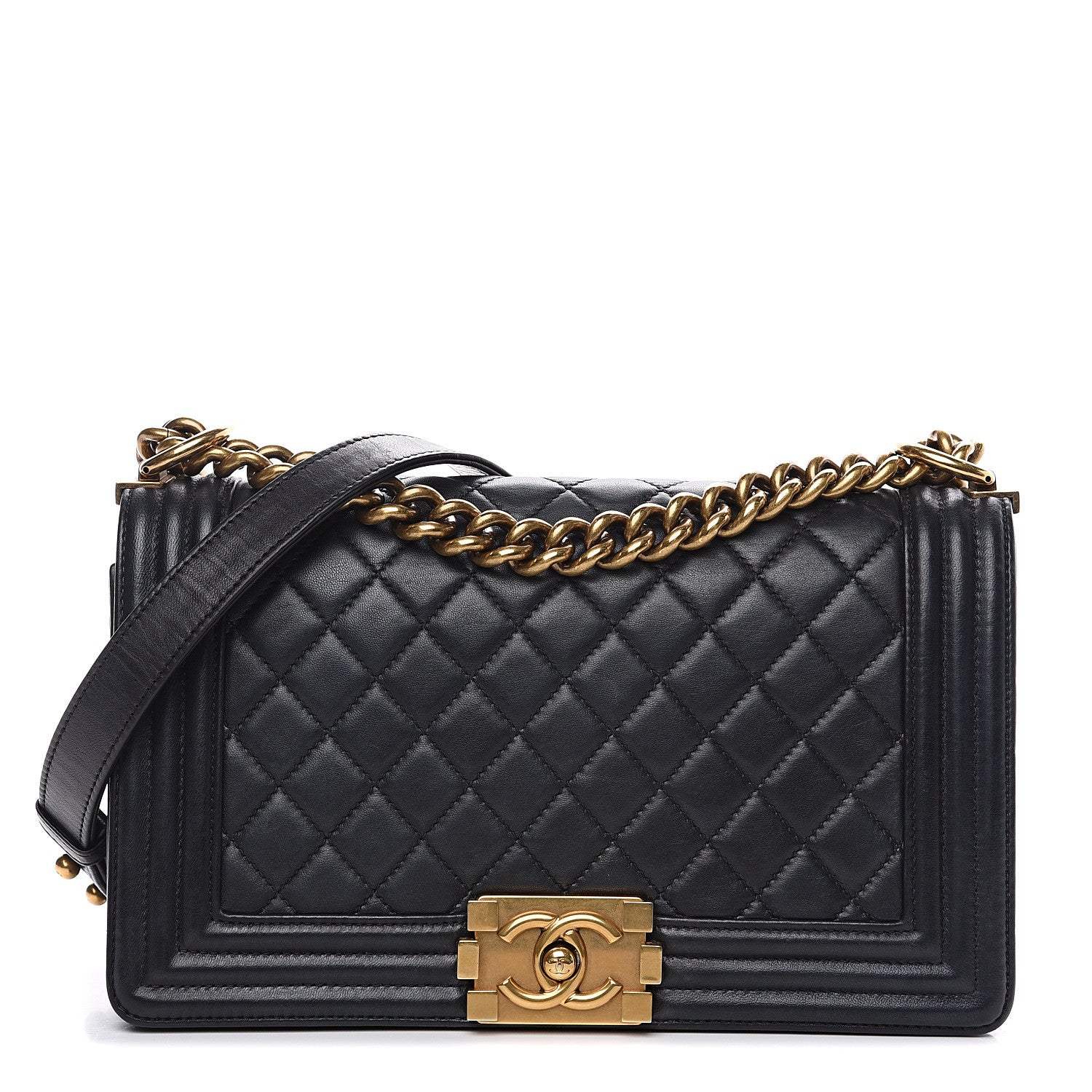 Chanel Lambskin Quilted Medium Boy Flap Black 1 of 14