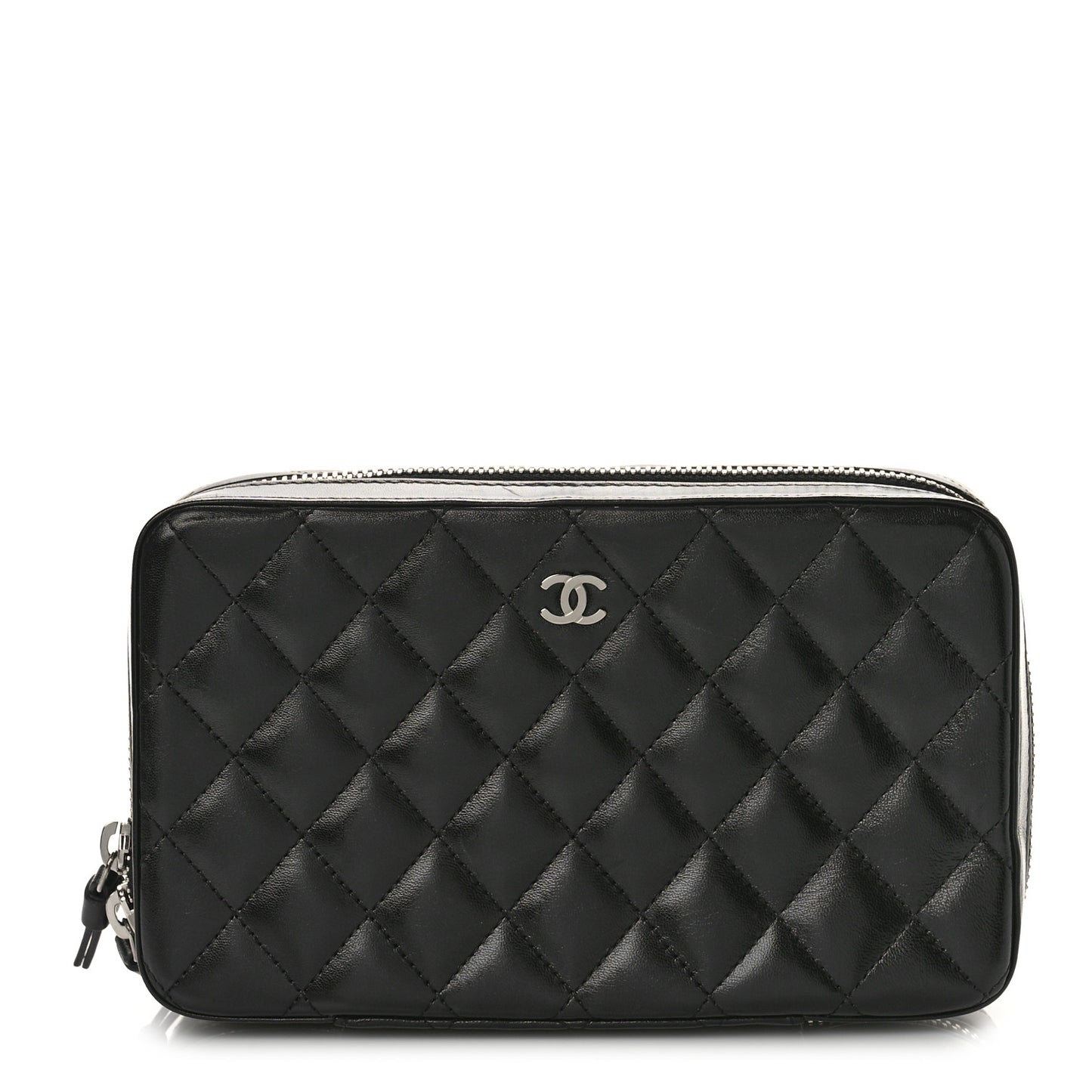 Lambskin Quilted Jewelry Case Black
