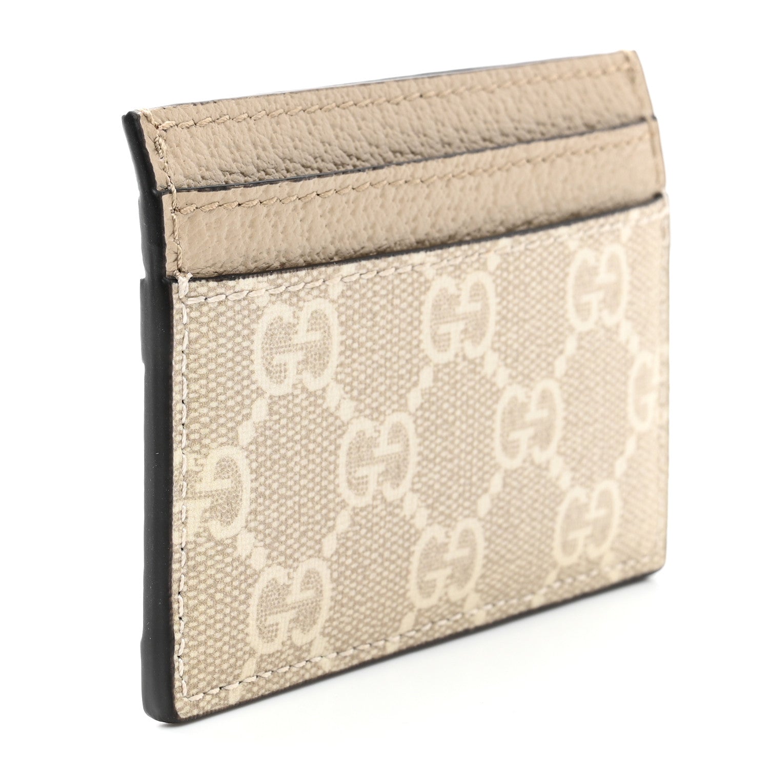 Gucci GG Supreme Monogram Textured Dollar Calfskin Web Ophidia Card Holder Beige Mystic White Oatmeal 3 of 7