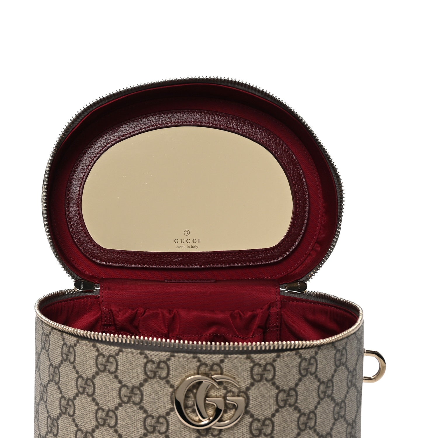 Gucci GG Supreme Monogram Ancora Calfskin Vanity Cosmetic Case Beige Ebony Rosso 7 of 10