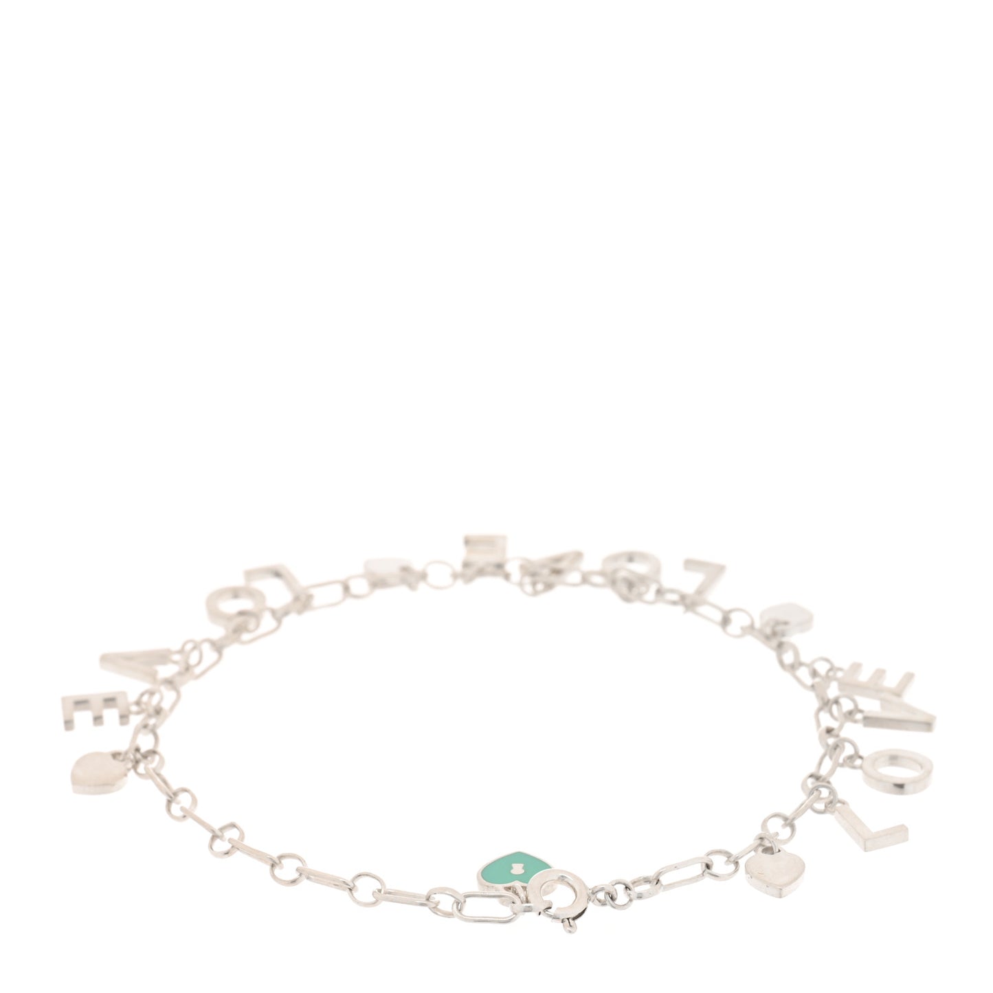 Sterling Silver Enamel Love Charm Bracelet Blue