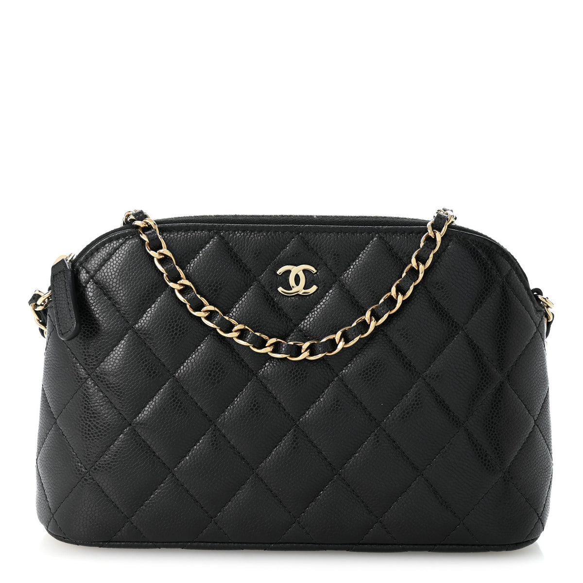 Caviar Quilted Classic Clutch with Chain Black
