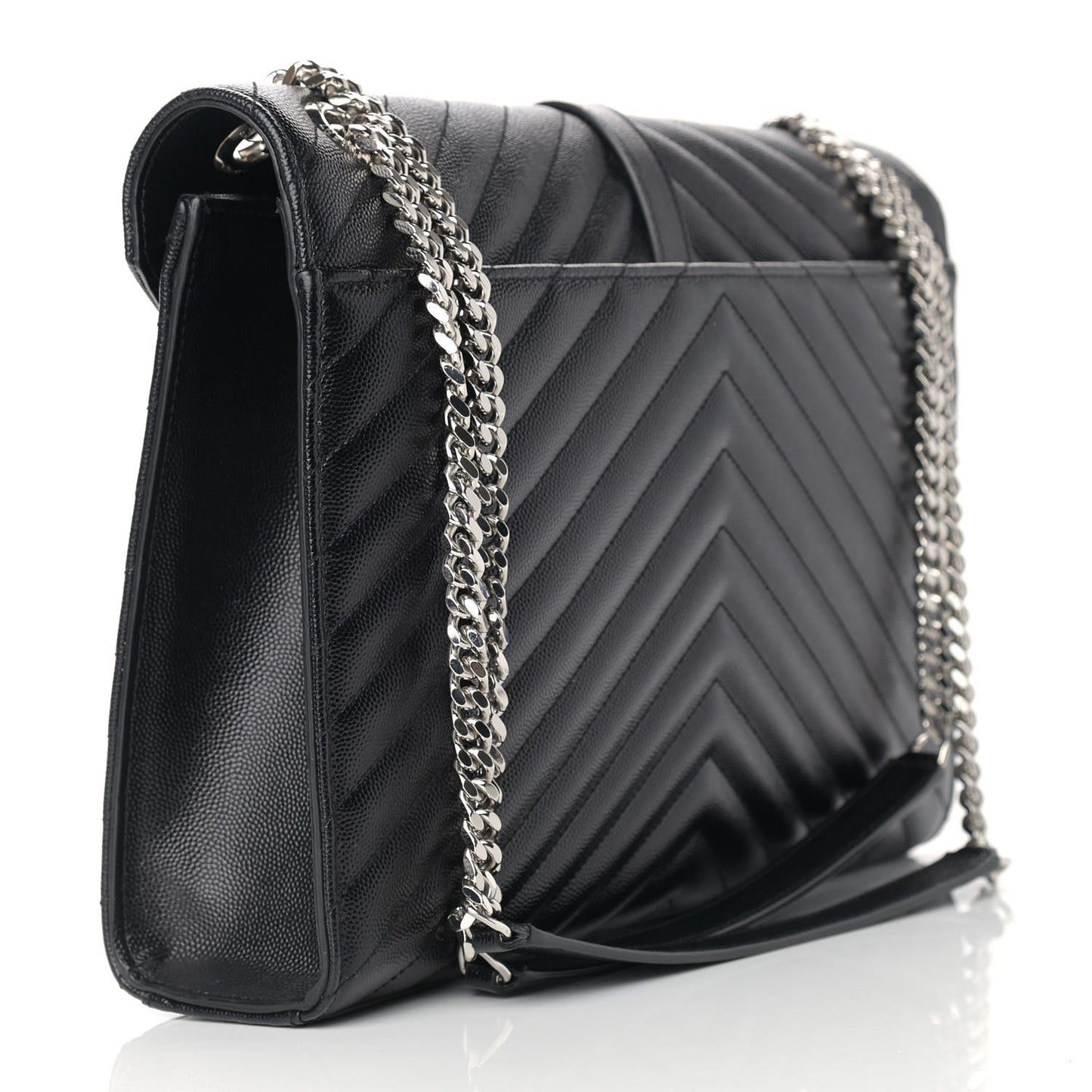 Grain De Poudre Matelasse Chevron Large Monogram Satchel Black