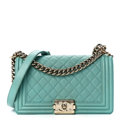 Chanel Caviar Quilted Medium Boy Flap Light Blue 1 of 11