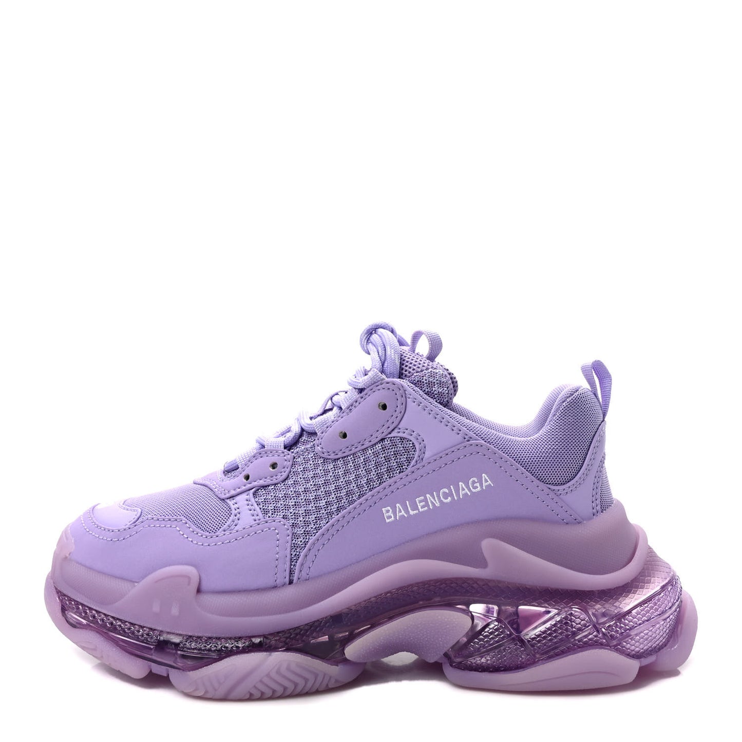 Fabric Mesh Clear Sole Womens Triple S Sneakers 38 Light Lilac White