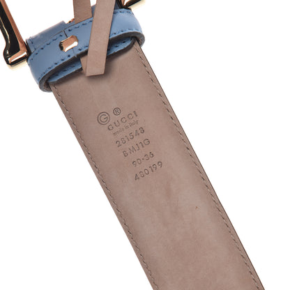 Gucci Soft Microguccissima Margaux Calfskin Belt 90 36 Mineral Blue 5 of 8