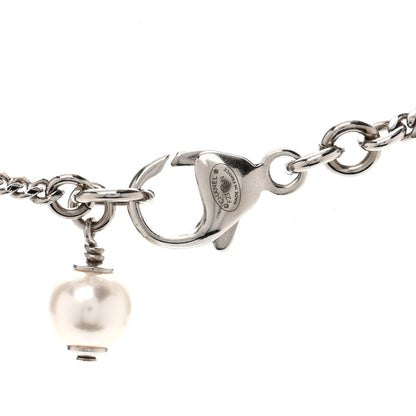 Chanel Crystal CC Heart Drop Chain Necklace Silver 5 of 6