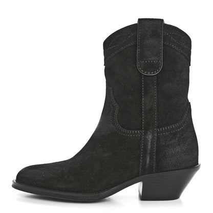 Saint Laurent Suede Eastwood Western Boots 35 Black 1 of 9