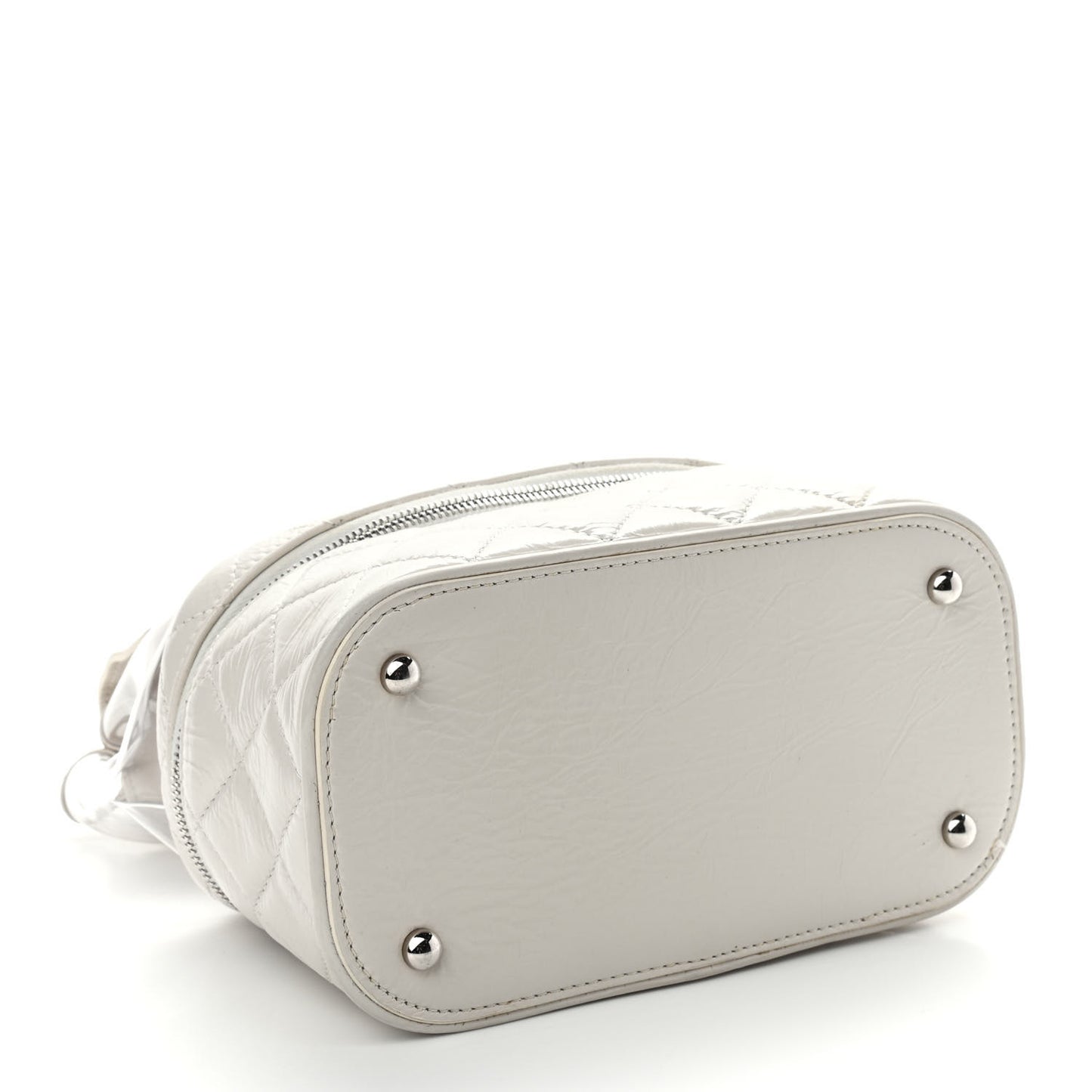 Crumpled Calfskin PVC Quilted Backpack White