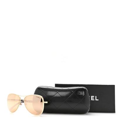 Chanel Metal Mirrored Pilot Summer Sunglasses 4223 Gold 8 of 8