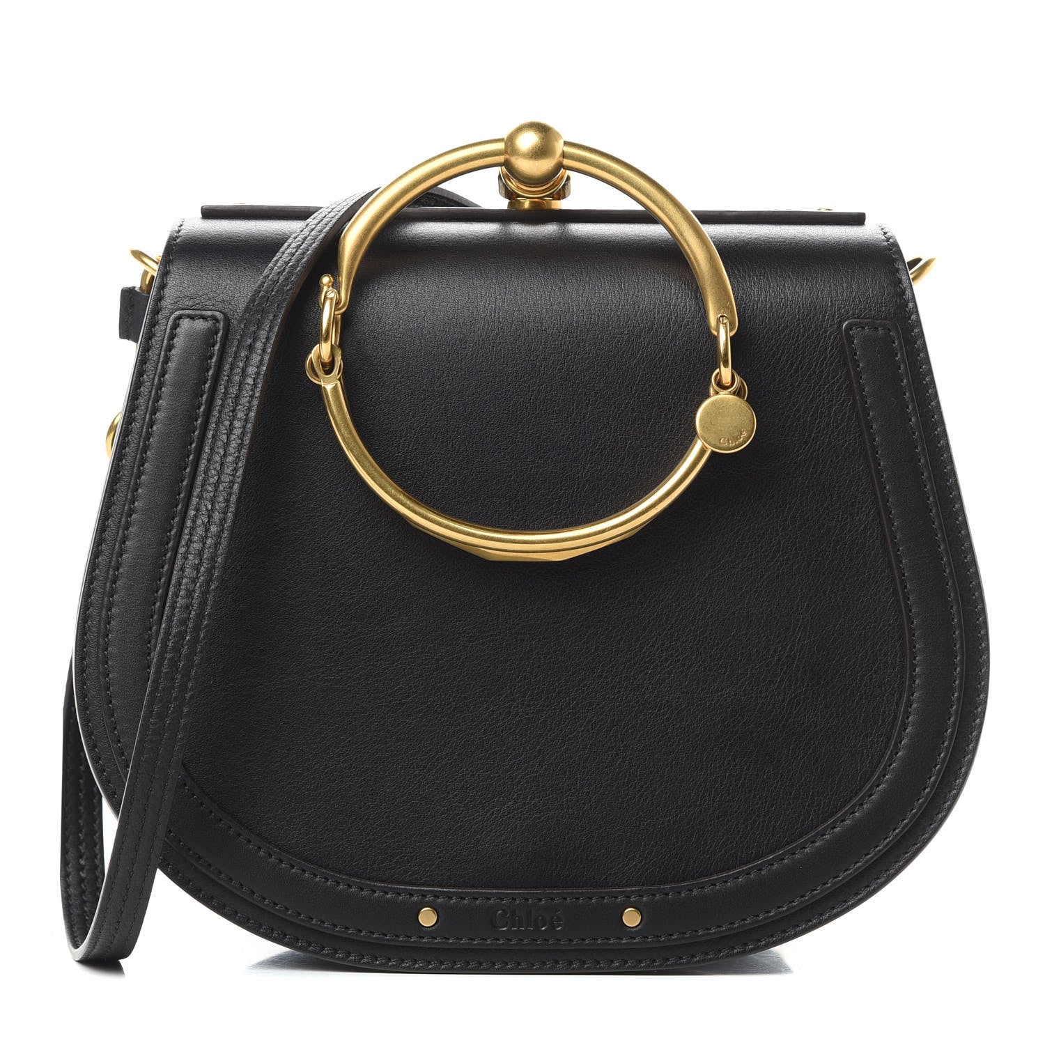 Chloe Calfskin Suede Medium Nile Bracelet Bag Black 1 of 14