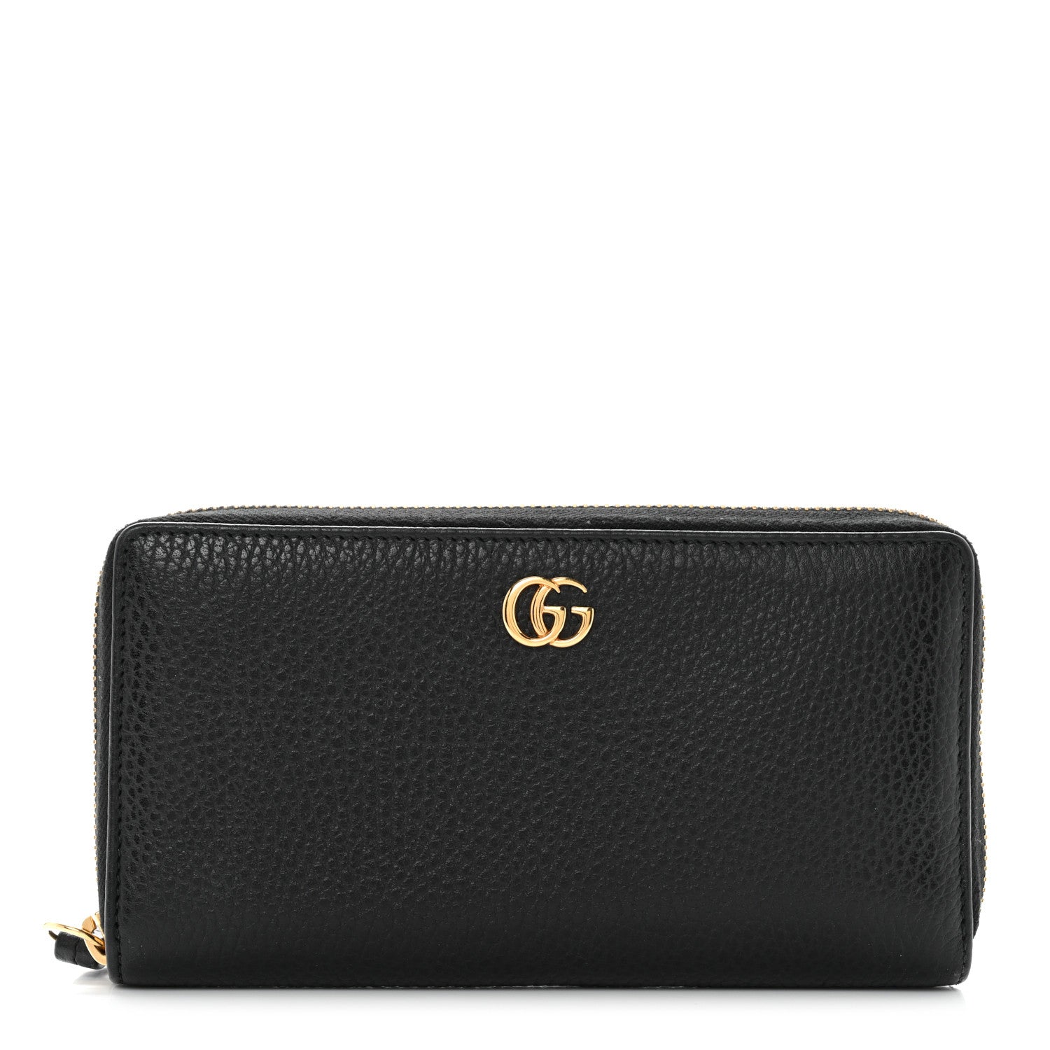 Gucci Dollar Calfskin GG Marmont Zip Around Wallet Black 1 of 7