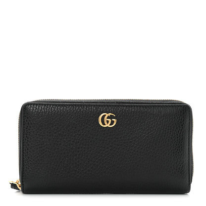 Gucci Dollar Calfskin GG Marmont Zip Around Wallet Black 1 of 7