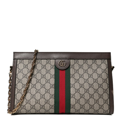 Gucci GG Supreme Monogram Web Medium Ophidia Chain Shoulder Bag Brown 1 of 10