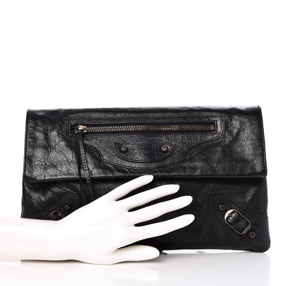 Balenciaga Agneau Classic Hardware Envelope Clutch Black 2 of 7