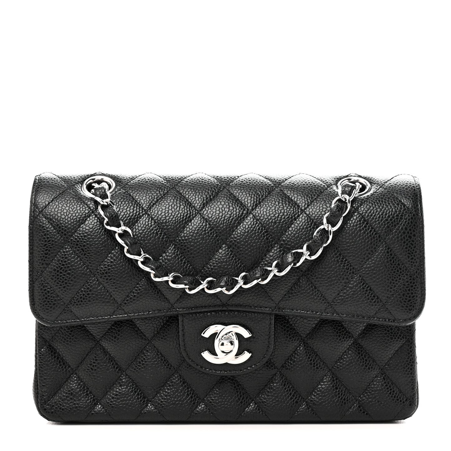 Caviar Quilted Small Double Flap Black