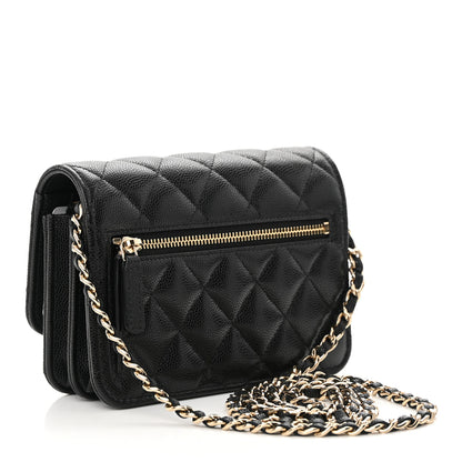 Chanel Caviar Quilted Mini Wallet On Chain WOC Black 2 of 11