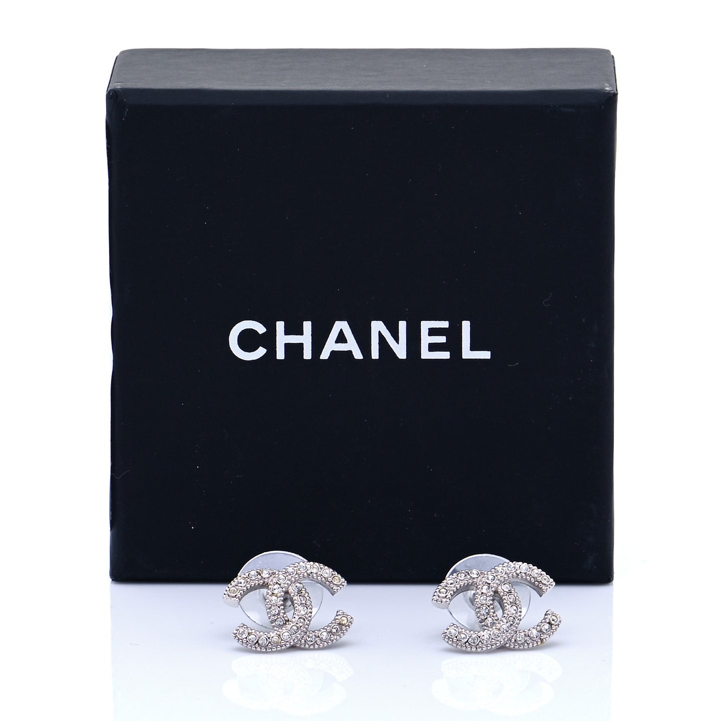 Crystal CC Coco Flapper Earrings Silver