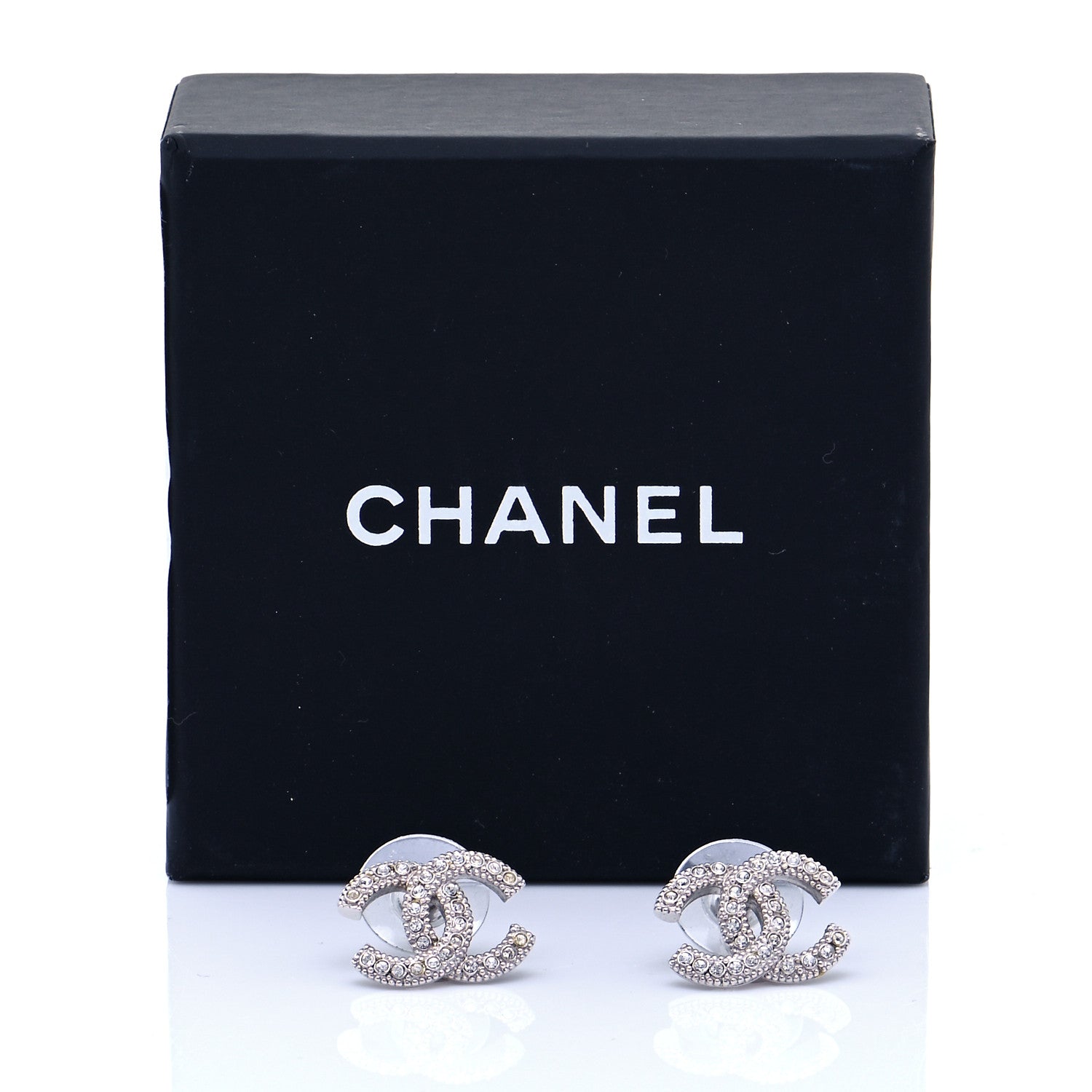 Chanel Crystal CC Coco Flapper Earrings Silver 5 of 5