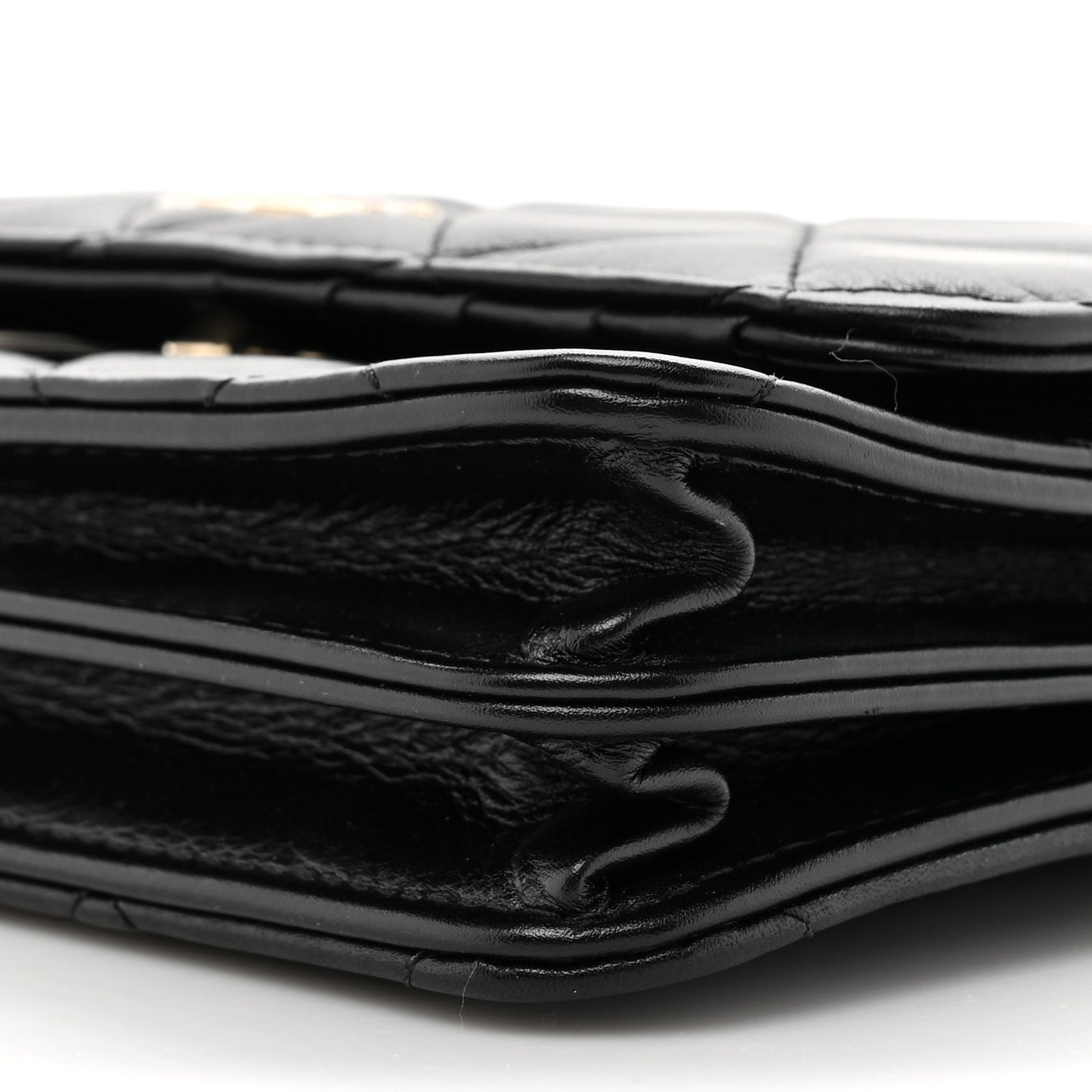 Calfskin Quilted Mini Maxi Pearls Wallet On Chain WOC Black