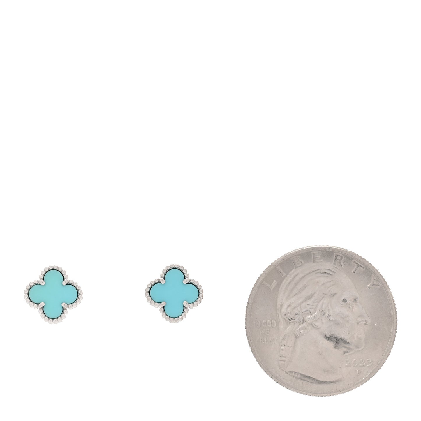 18K White Gold Turquoise Sweet Alhambra Earrings