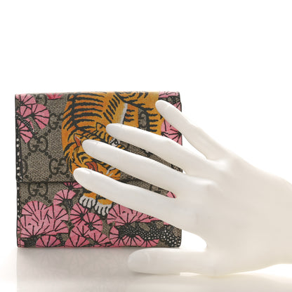 Gucci GG Supreme Monogram Bengal French Flap Wallet Beige Pink 2 of 9