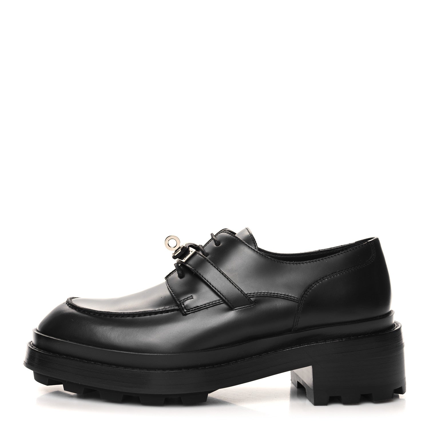 Hermes Calfskin First Derby Shoes 38 Black 1 of 10
